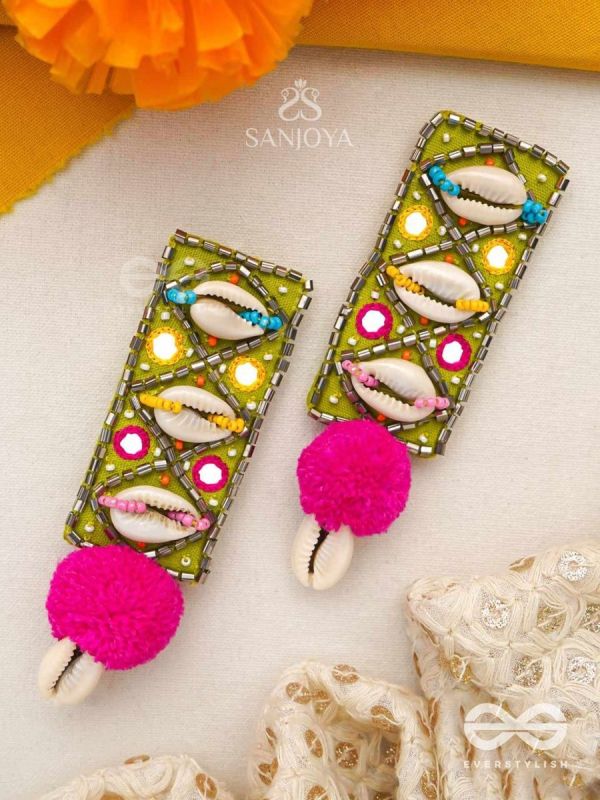 Peshika- The Shimmering Shells- Mirrors & Resham Embroidered Earrings