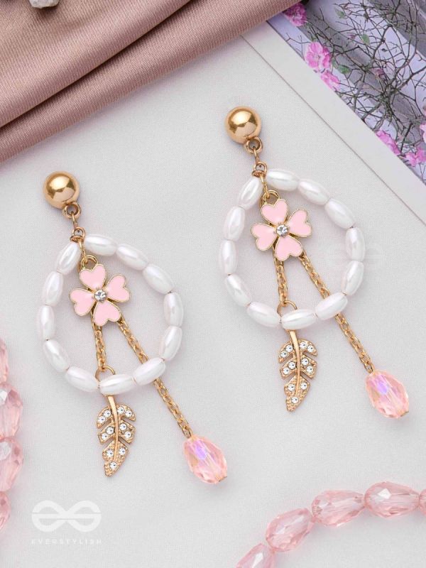 The Blooming Trail- Golden Pearl Earrings