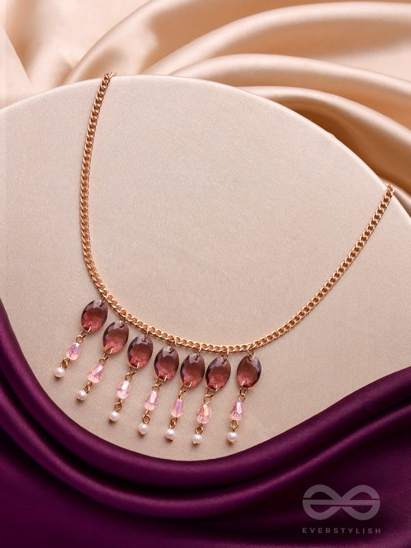 Pink It Up - Golden Embellished Necklace With Anti-Tarnish Coating 