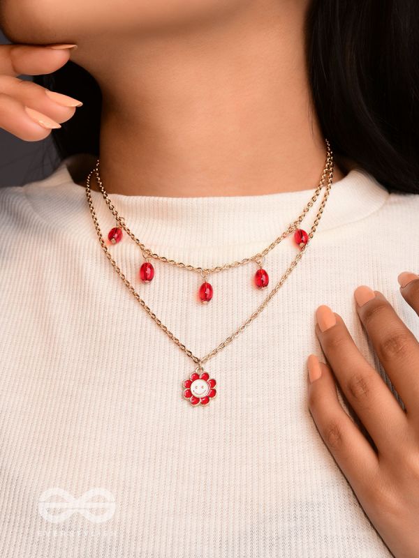The Scarlet Sun- Golden Embellished Necklace With Anti-Tarnish Coating 