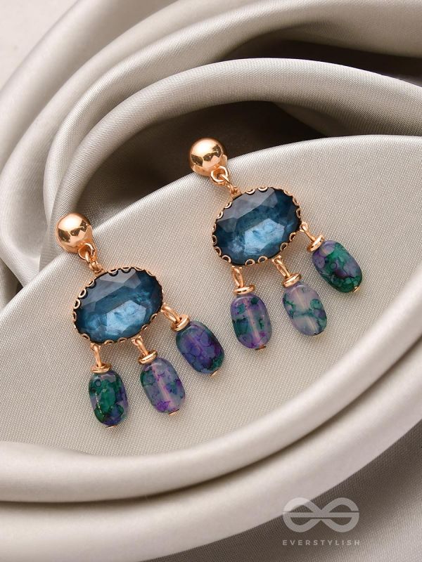 The Bonnie Blue- Golden Embellished Drop Earrings