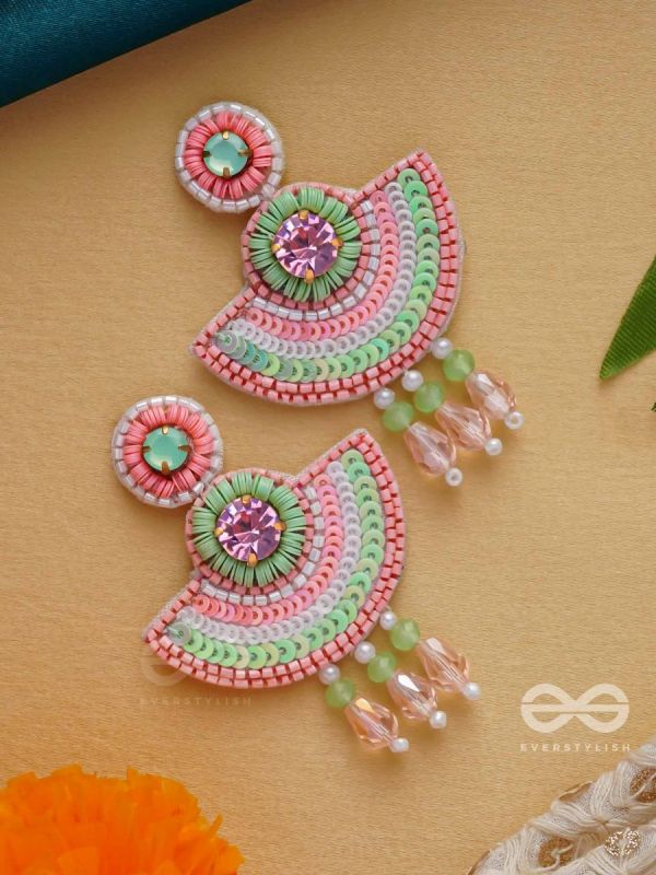 Yaamira- The Marvellous Moon- Stones & Sequins Embroidered Earrings