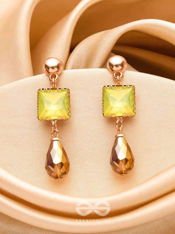 The Dazzling Jade- Golden Embellished Earrings