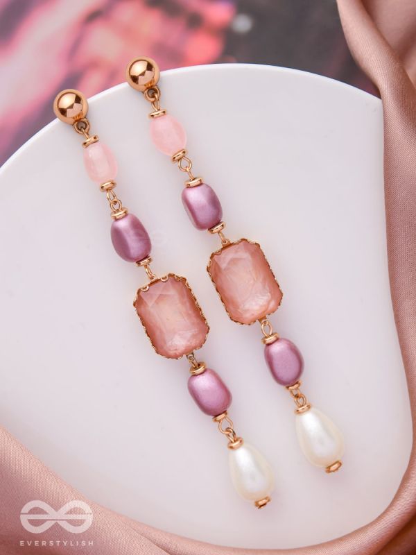 The Pastel Pops- Golden Pearl Earrings (Purple & Pink)
