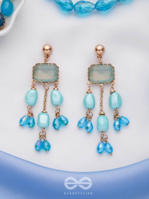 The Sapphire Sprinkle- Golden Embellished Earrings