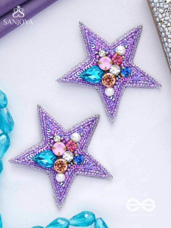 The Stellar Sparkler- Star-Shaped Embroidered Earrings