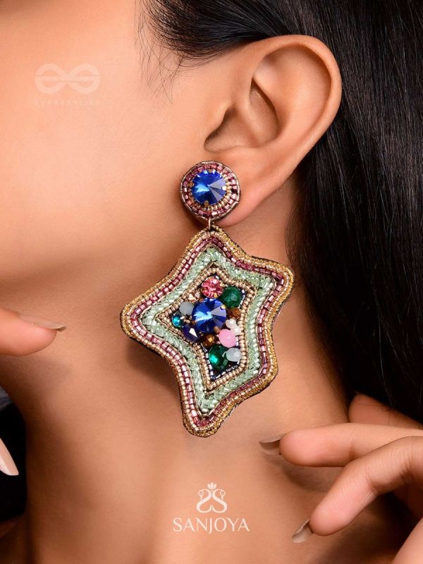 Ilvakaa- The Glorious Star- Stones & Beads Embroidered Earrings