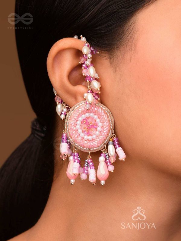 Priyaala- The Flower Vine- Pearls & Sequins Embroidered Chain Earrings