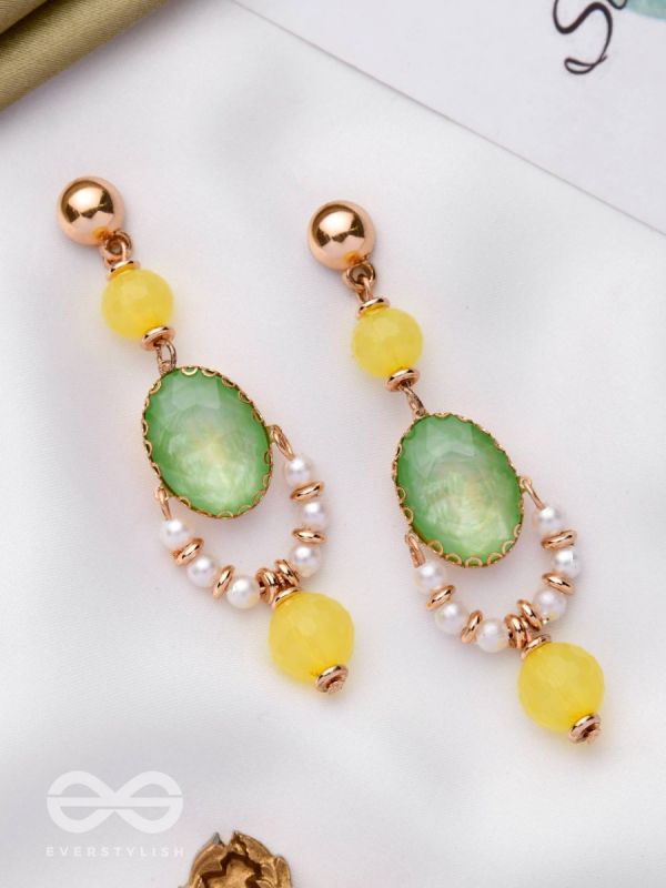 The Lime Drops- Golden Embellished Earrings