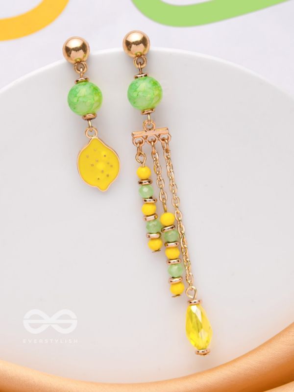 The Lime Splash- Golden Embellished Earrings