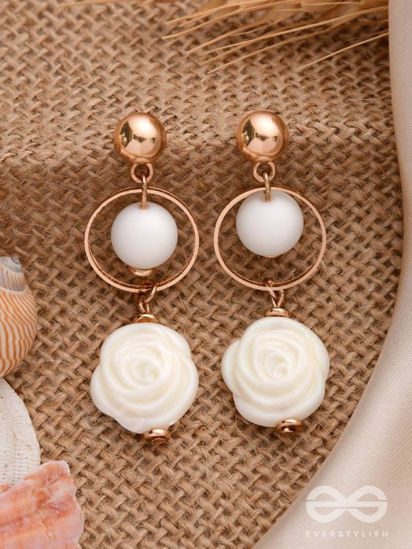 The Snowy Rose- Golden Embellished Earrings