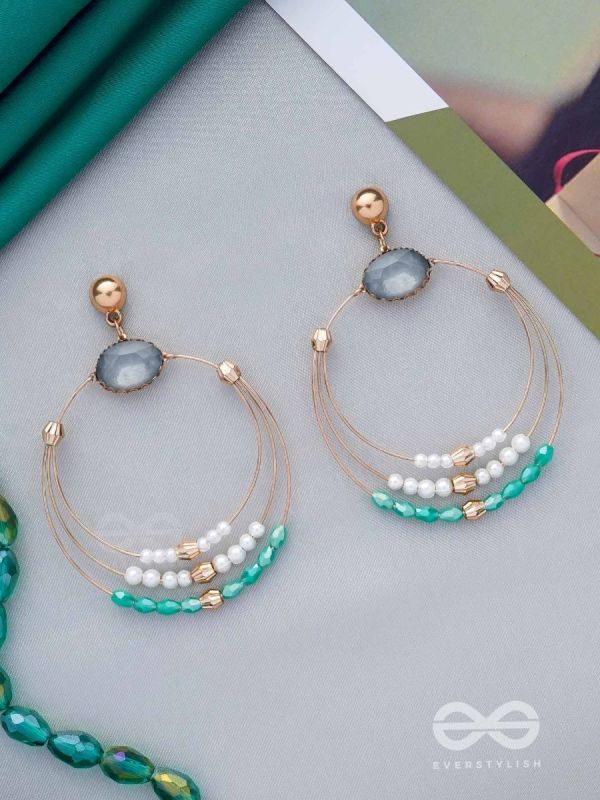 The Lunar Loops- Golden Embellished Earrings