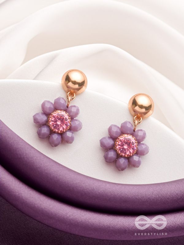 The Purple Petals- Golden Embellished Earrings