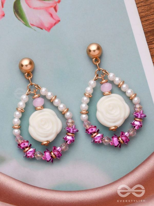 The Rose Garden- Golden Embellished Earrings