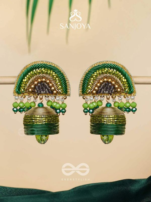 Kaamsya- The Bejeweled Bell- Pearls, Sequins & Glass Beads Embroidered Earrings