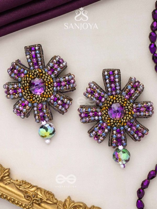 MANIDHARA - THE GEM HOLDER - BEADED AND STONE EMBROIDED  EARRINGS