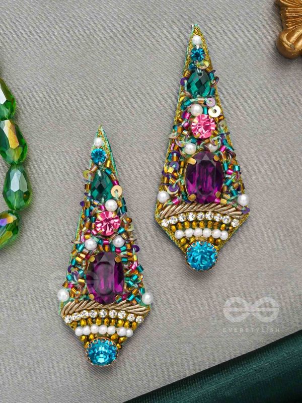 ANANGIKA: THE LOVELY ONE - PEARL, STONE AND GLASS BEADSEMBROIDED  EARRINGS