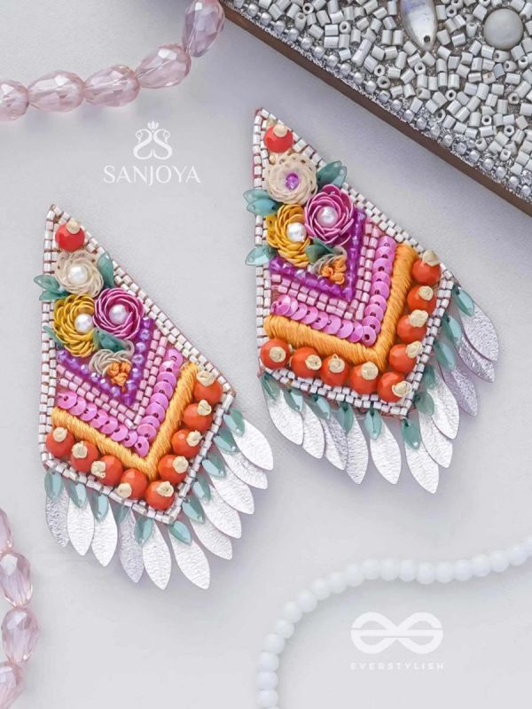Kavisha - The Masterpiece - Pearls, Sequins And Beads Hand Embroidered Earrings (Multicolor)