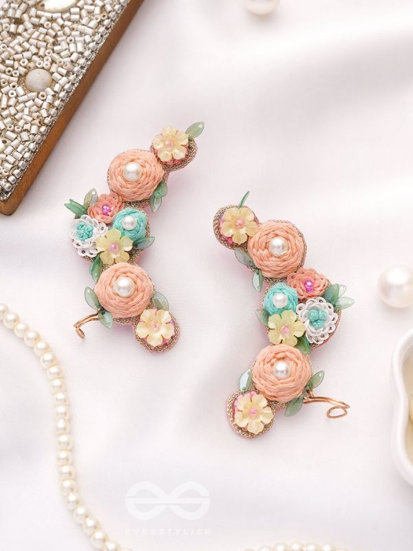 MEGHAMALA - THE GARLAND OF CLOUDS - SEQUINS, BEADS, PEARLS AND THREAD EMBROIDED EARRINGS
