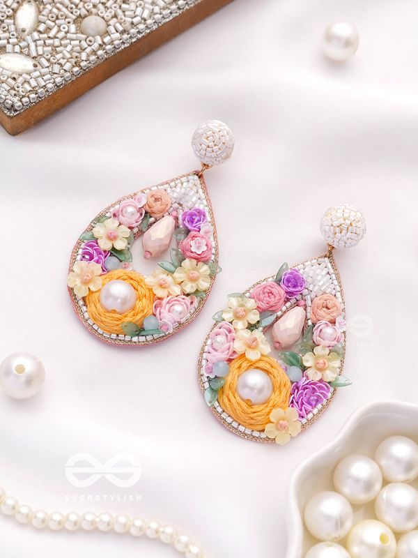 ANAHATA- THE HARMONIOUS ELEGANCE-SEQUINS,BEADS AND COTTON THREAD EMBROIDED EARRINGS