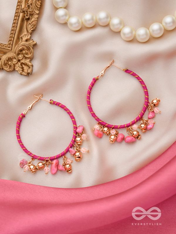 THE BLUSHING SWEETPEA - WRAPPED WITH SILK THREAD HOOP EARRINGS