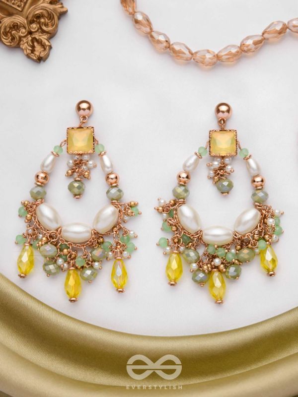 THE MINTY SPARKLERS - GOLD AND GREEN EMBELLISHED EARRINGS