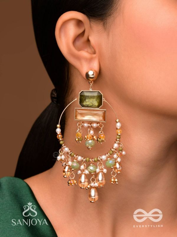 Abhivivas - The Shining Beauties - Statement Golden Embellished Earrings 