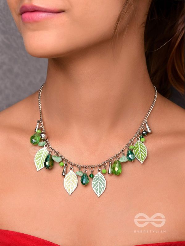 WHAT A RE-LEAF - GREEN AND SILVER NECKPIECE