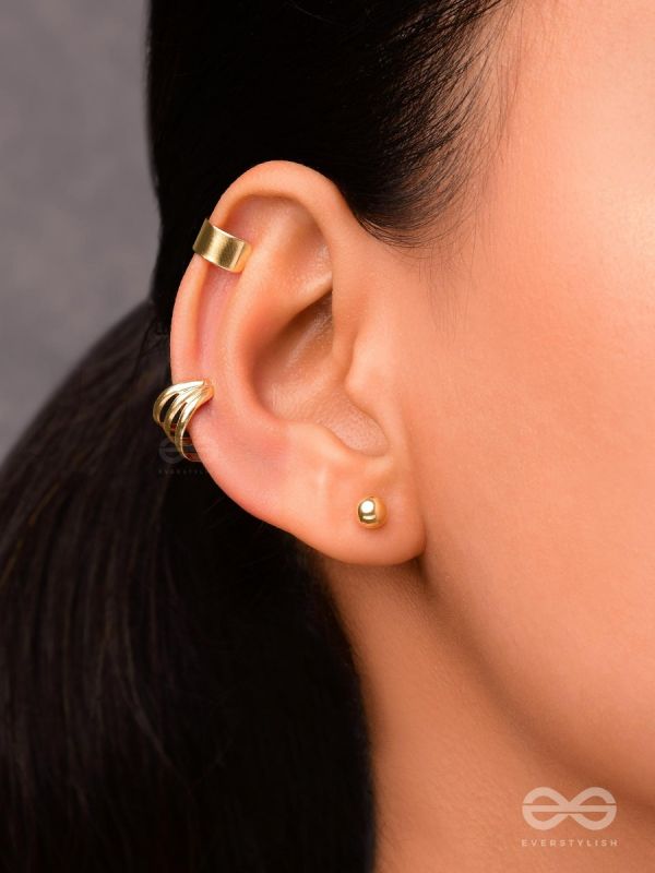 THE PERFECT TRIO - TWO EARCUFF & ONE STUD (ONE EAR) (GOLD)