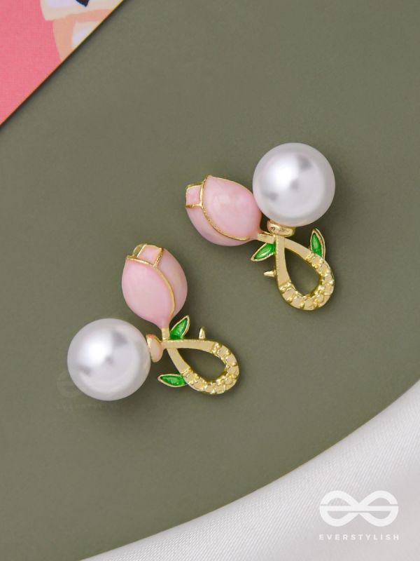 BUDDING PEARLS - PINK AND GOLDEN STUDS
