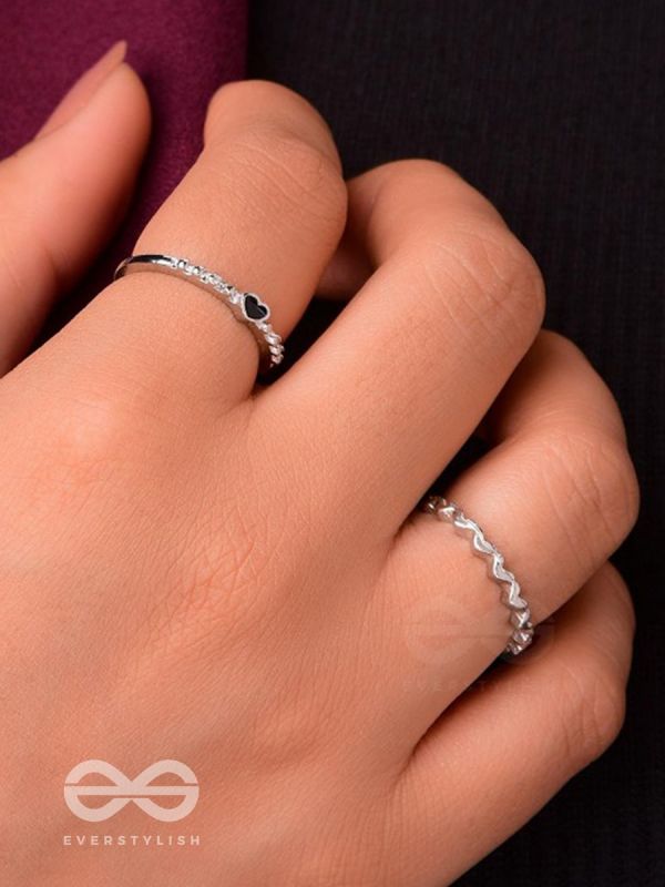 LIFE IN A ZIG-ZAG- SET OF 2 ADJUSTABLE SILVER RINGS