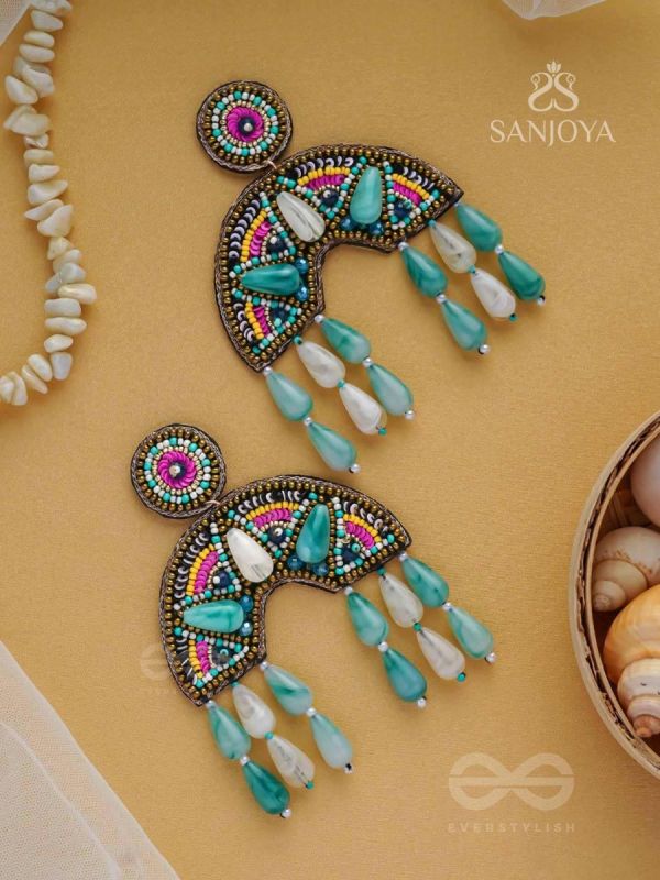 SAMANVITA - THE HARMONIOUS MELANGE - SEQUINS, BEADS AND MARBLE DROP EMBROIDERED EARRINGS (MULTICOLOR)