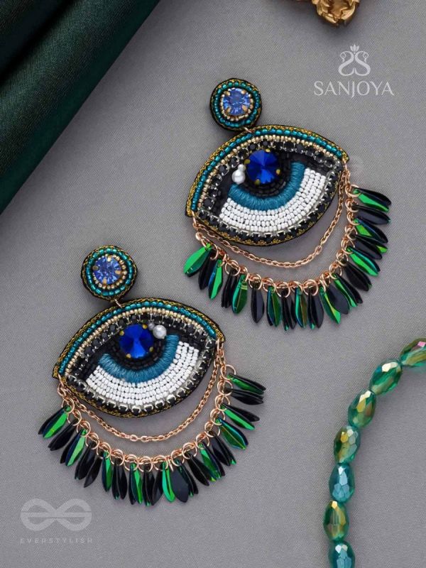 ADRISHTI - THE BLESSED GAZE - STONES, BEADS, SEQUINS AND PEARL EMBROIDERED EARRINGS