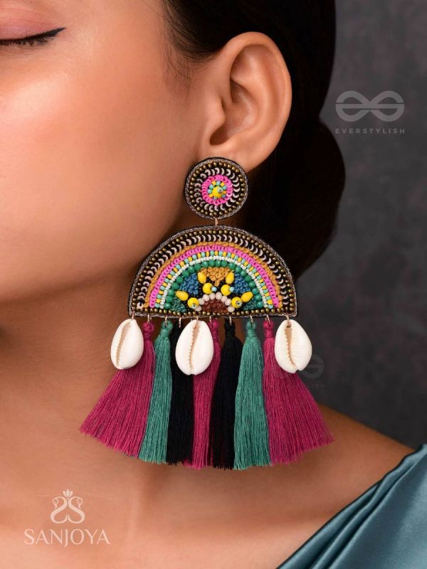 VILASITA - THE ENCHANTING SPLENDOR - BEADS, SEQUINS AND SHELLS EMBROIDERED EARRINGS