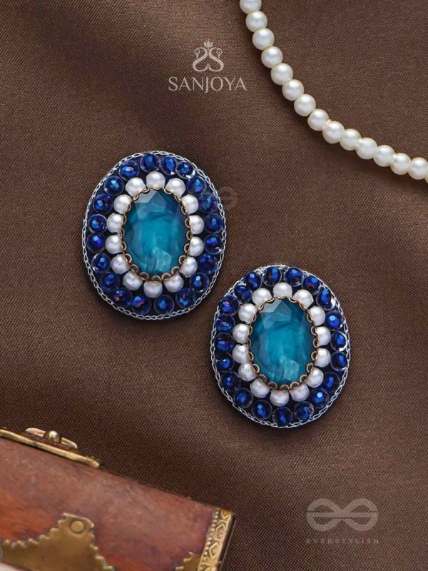 AMRITARA - THE ETERNAL ESSENCE - STONE, PEARLS AND SEQUINS EMBROIDERED EARRINGS