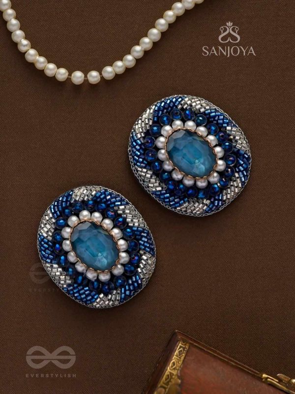 INDRADHYA - THE CELESTIAL CASCADE - STONE, PEARL, SEQUIN AND CUT DANA EMBROIDERED EARRINGS