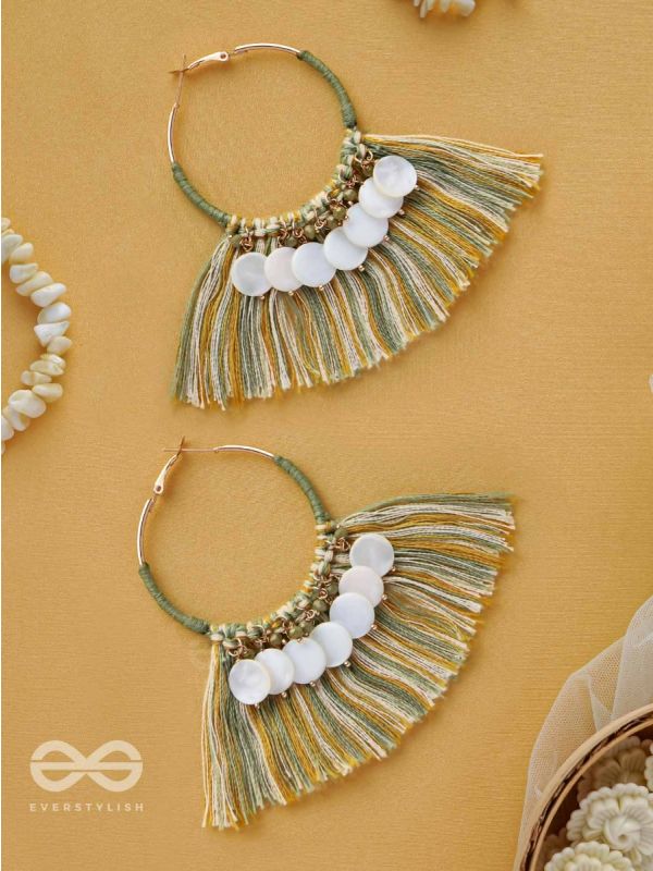 TATRABHAVA - THE COASTAL CARNIVALS - BEADS AND COTTON THREADS EMBROIDERED HOOP EARRINGS