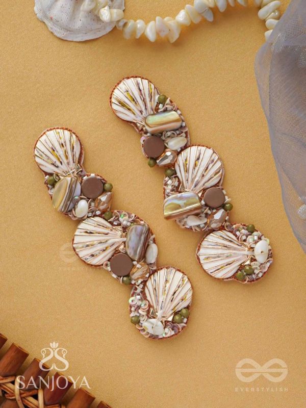 Nishkalmsa - The Beach Nirvana - Shell, Beads And Sequins Hand Embroidered Earrings