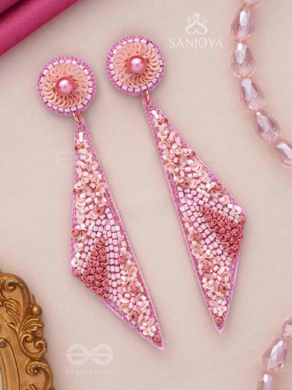 Dviguna - The Sleek Splendor - Cutdana, Resham And Sequins Hand Embroidered Earrings