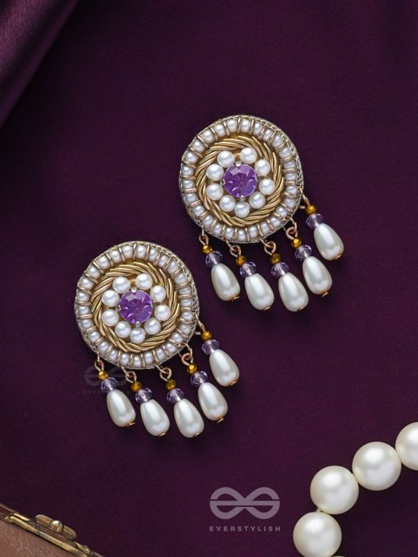 Purple gem stud earrings silver with amethyst type gems, black earrings  gift box | eBay