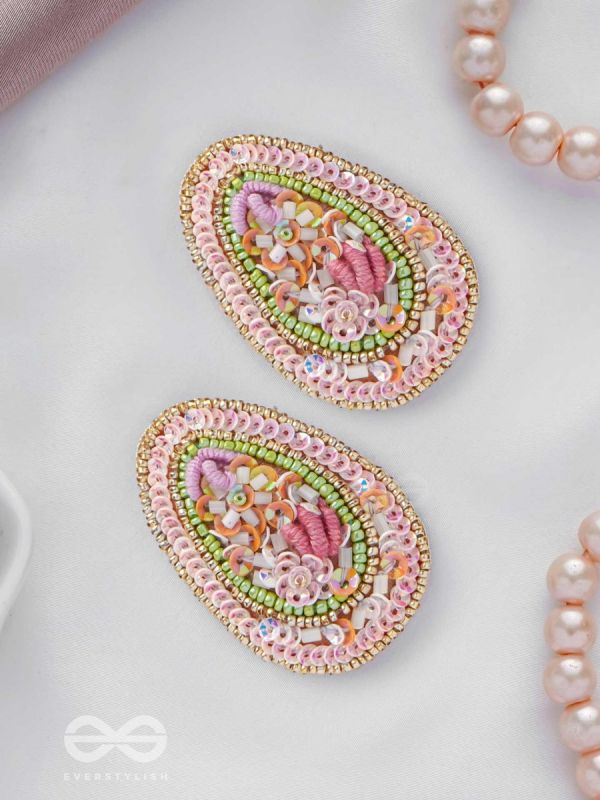 ABHRA - THE CLOUDED GLAMOUR - PEARLS AND BEADS EMBROIDERED EARRINGS