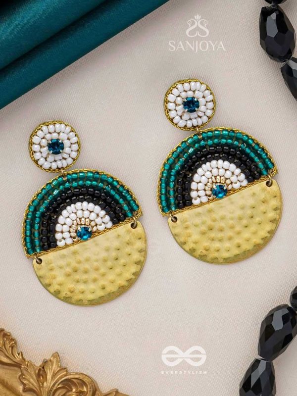 KANIKAVACHA - THE TINY SHIELD - BEADS AND STONE EMBROIDERED EARRINGS