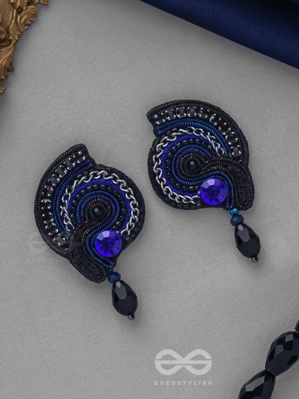 ASULABHA - TREASURE BEYOND REACH - BEADS, STONE AND GLASS DROP EMBROIDERED EARRINGS