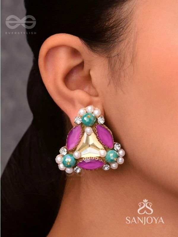 SUTRAALI- THE BEADS 'N BLING - STONES AND PEARLS EMBROIDERED EARRINGS