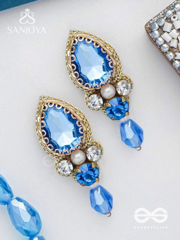 MANIARNAVA - OCEANIC GEMS - STONES AND BEADS EMBROIDERED EARRINGS