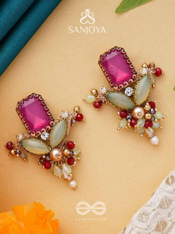 TEJANI - THE DAZZLING GEMS - STONE AND BEADS EMBROIDERED EARRINGS