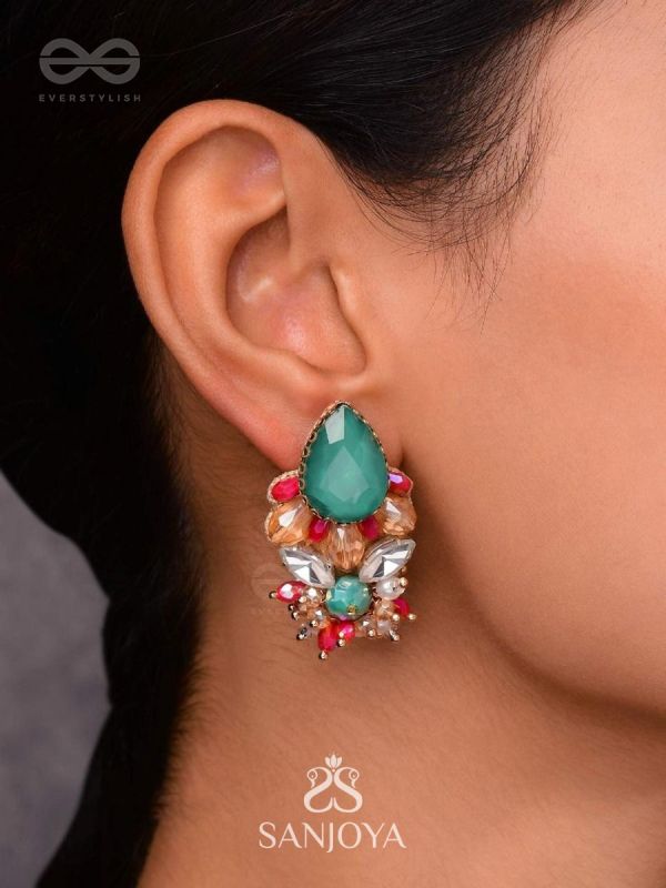 RATNAADHYA - ABOUNDING IN JEWELS - STONES AND BEADS EMBROIDERED EARRINGS