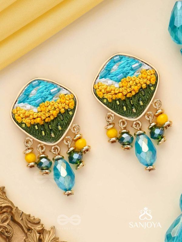 ADHITA - THE BLOOMING NATURE - RESHAM AND BEADS EMBROIDERED EARRINGS