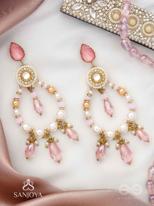 Uthila - Rosey Glow Gala - Golden Embellished Earrings
