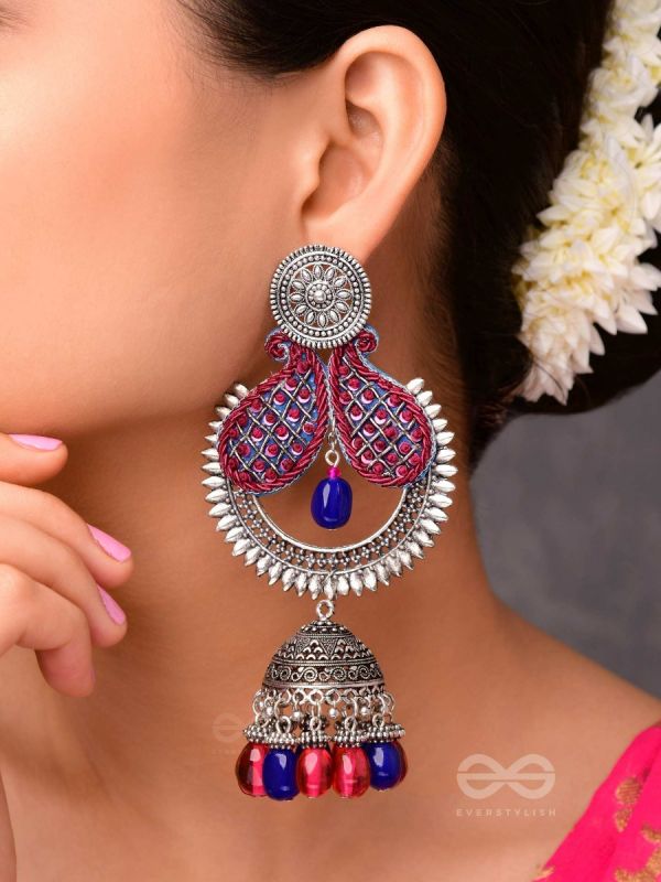 NIRVIKARA - THE DAZZLING BEAUTY - SEQUINS AND BEADS EMBROIDERED AND OXIDISED EARRINGS